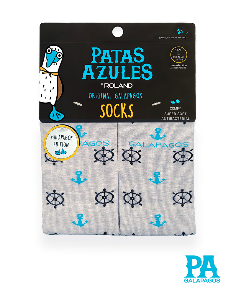 Anclas azules y timón negro fondo gris claro - Image 2