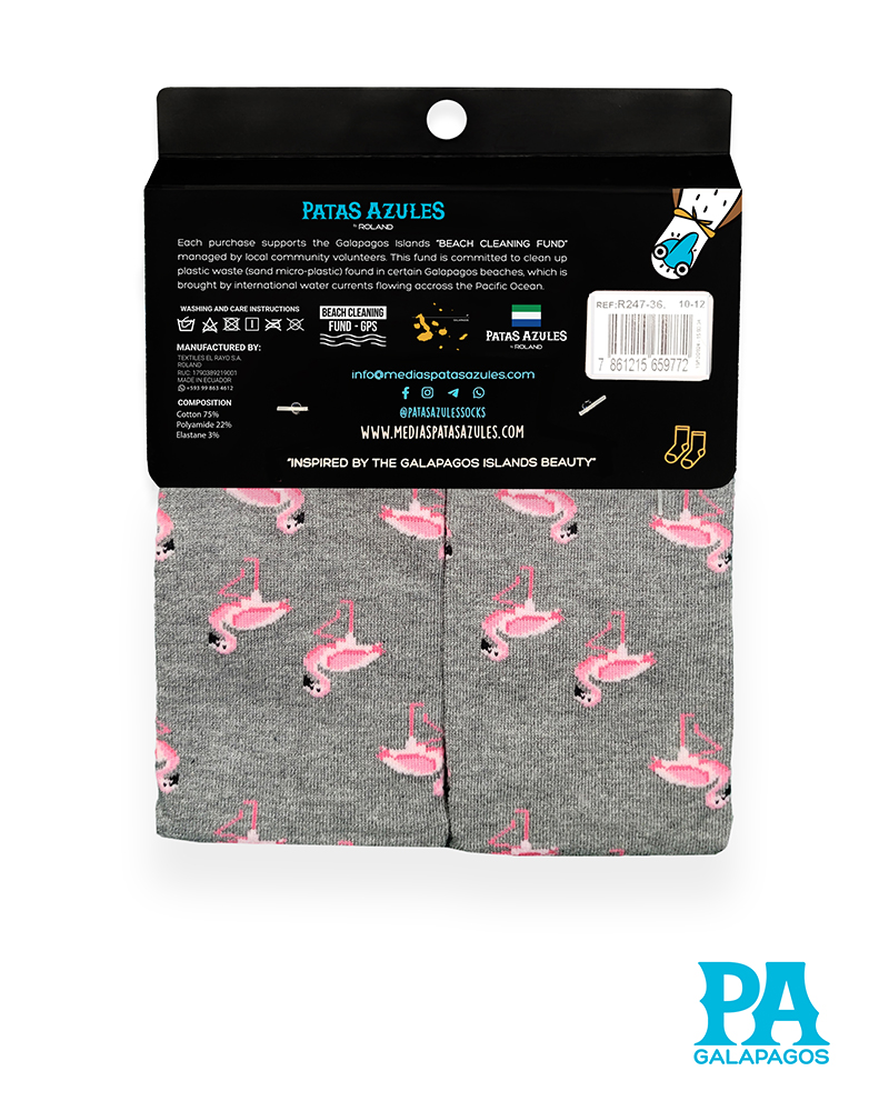 Flamingos rosa fondo gris medio - Image 3