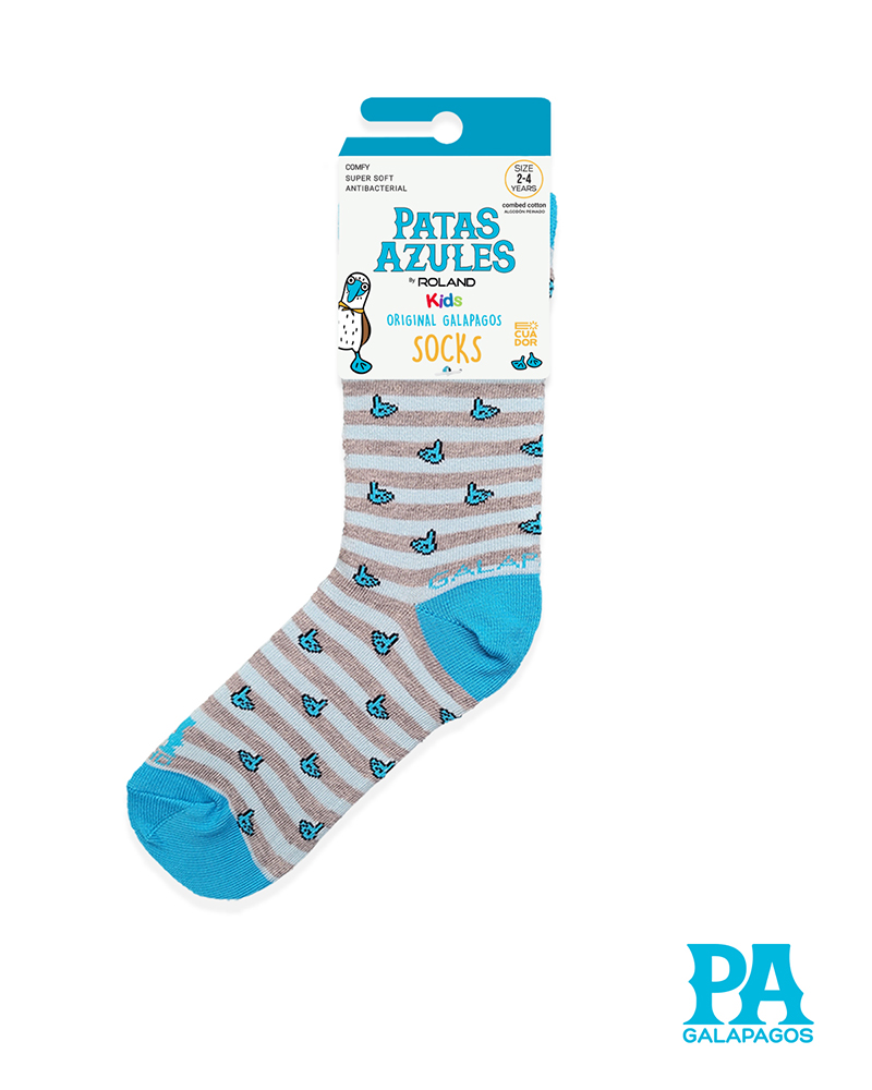 PATITAS AZULES FONDO RAYAS CELESTES Y GRISES - Image 2